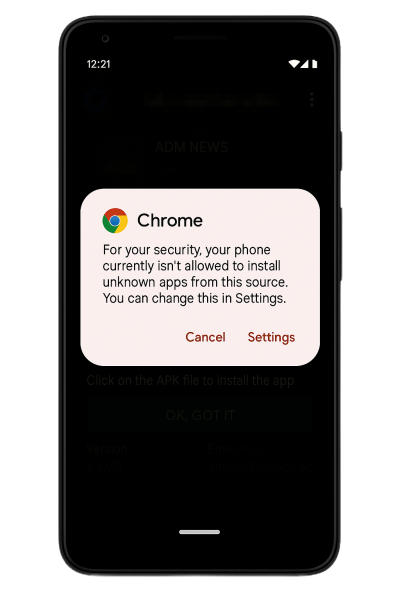 Android — диалог разрешения установки из неизвестных источников